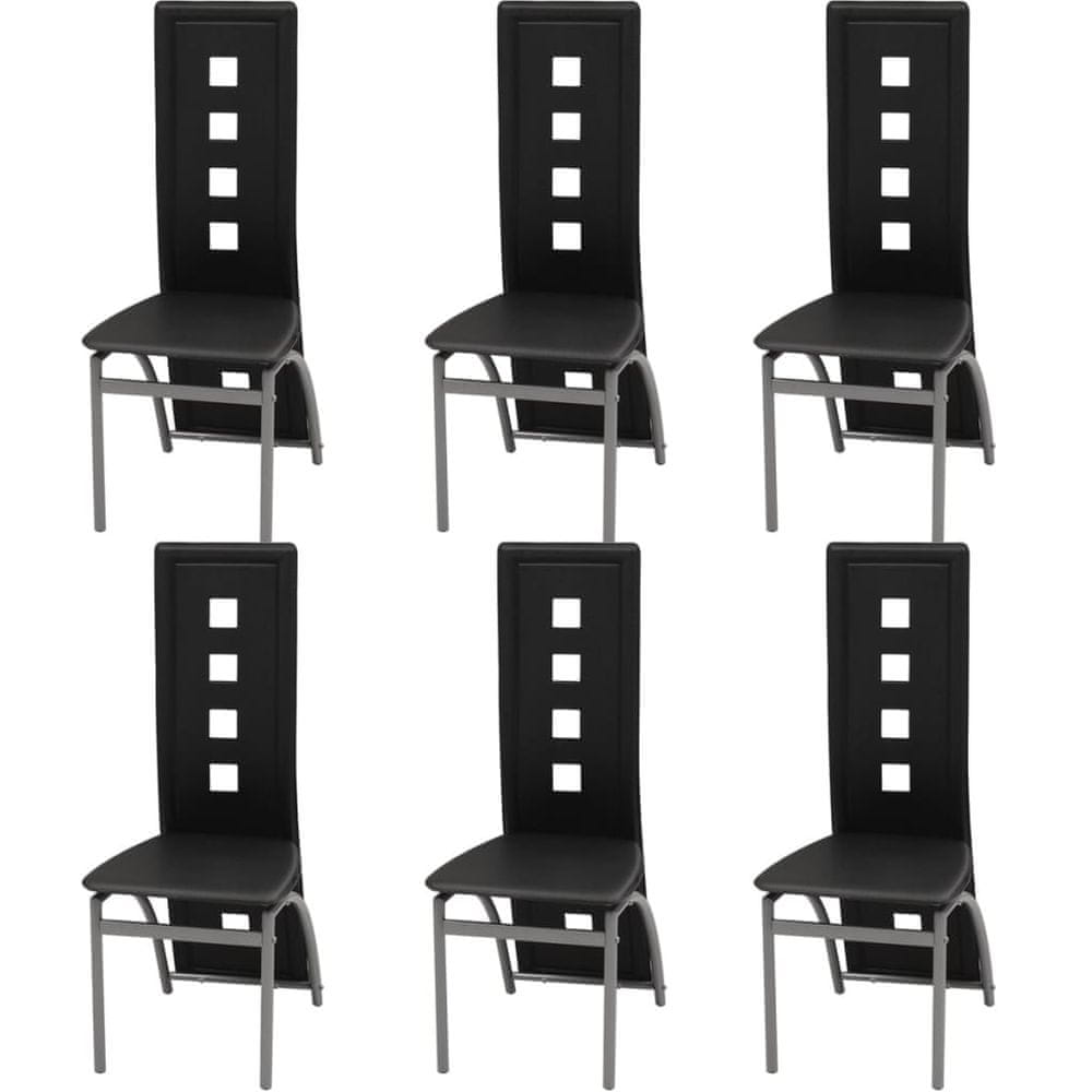 Petromila vidaXL Jedálenské stoličky 6 ks čierne umelá koža